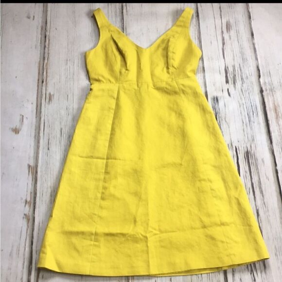 J CREW Dress Sleeveless V Neck Cotton Yellow - Picture 3 of 8